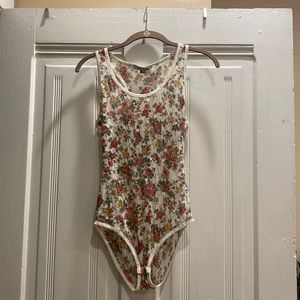 Forever 21 semi sheer floral body suit M